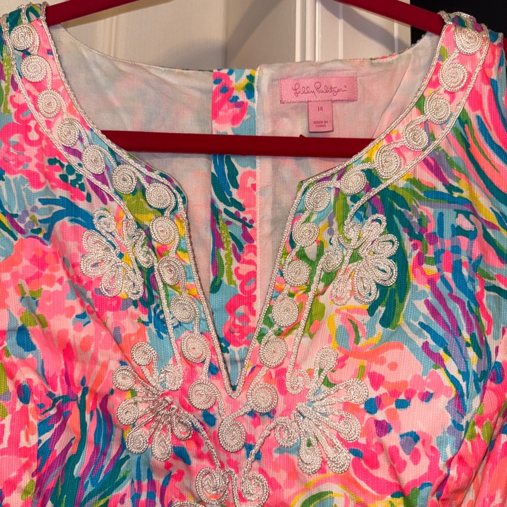 Lilly Pulitzer Gabby Fan Sea Pants Multi Corded Lace Detail Shift Dress - Picture 4 of 6